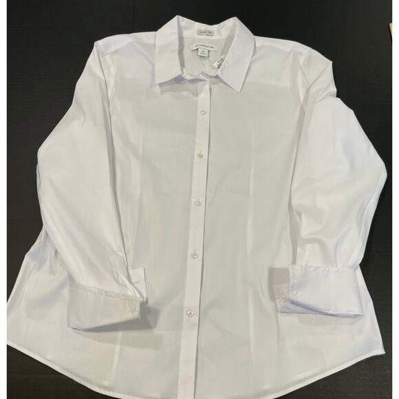 Liz Claiborne Wrinkle free Button Front Shirt XL White Stretch L/S collard crisp - Picture 1 of 15